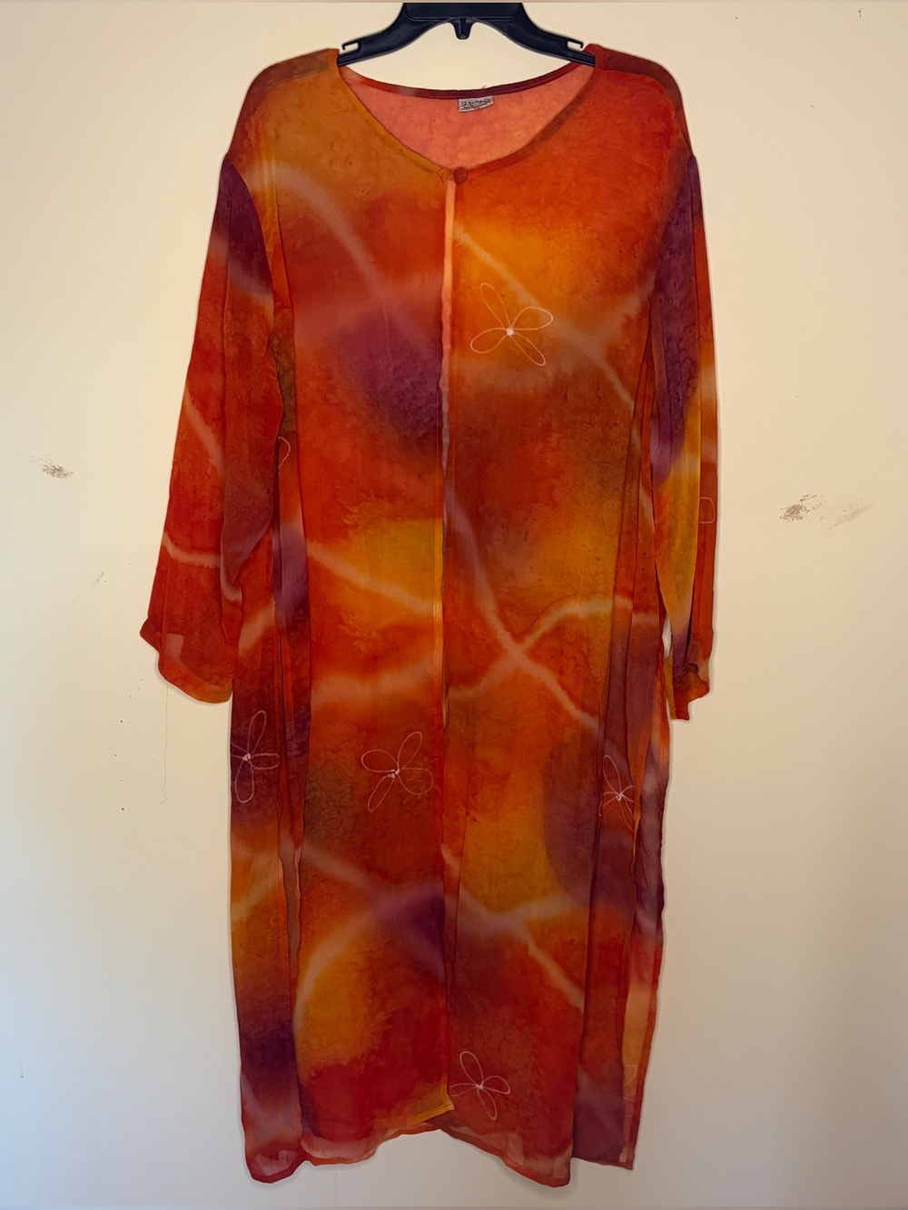 Magic Orange Sheer Split Hem Long Coverup